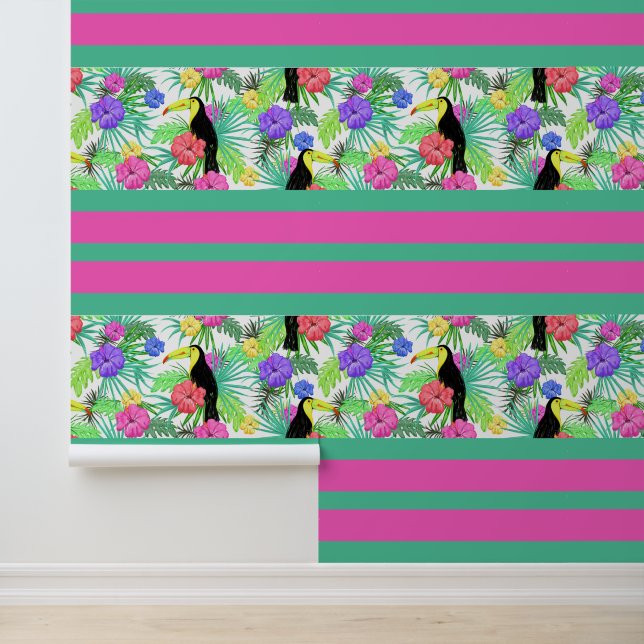 Papel Pintado Flores de aves tropicales exóticas (Solicitud)