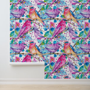Papel Pintado Flores de canto de aves