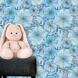 Papel Pintado Flores de color de agua bohemia y azul de tinta