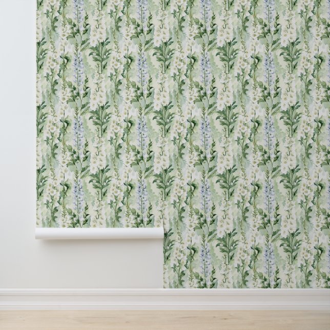 Papel Pintado Flores de Delphinium blancas lavanda   (Solicitud)