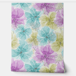 Papel Pintado Flores de hadas pasteles y aliento del bebé blanco