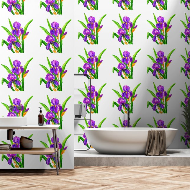 Papel Pintado Flores de iris morado (Baño)