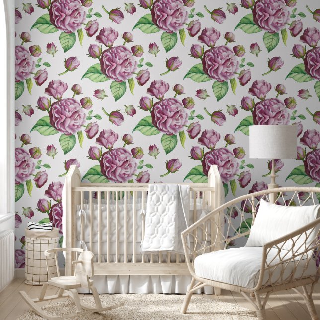 Papel Pintado Flores de jardín de Camellia Rosa (Niños)