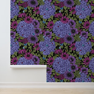 Papel Pintado Flores de jardín en negrita