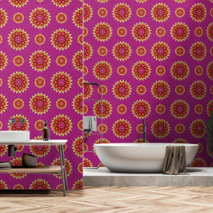 Papel Pintado Flores de manta en magenta