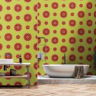 Papel Pintado Flores de manta en verde