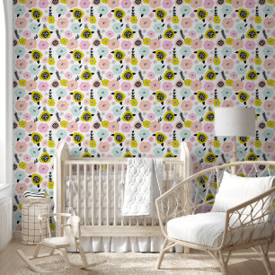 Papel Pintado Flores de margarita escandinavas lindas para la gu