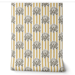 Papel Pintado flores de Marigold mostaza patrón de franja