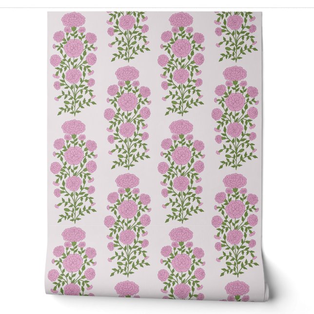Papel Pintado flores de Marigold rosadas mungal (Desenrollar)