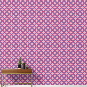 Papel Pintado Flores de mariposa diamantes círculos sobre rosa c