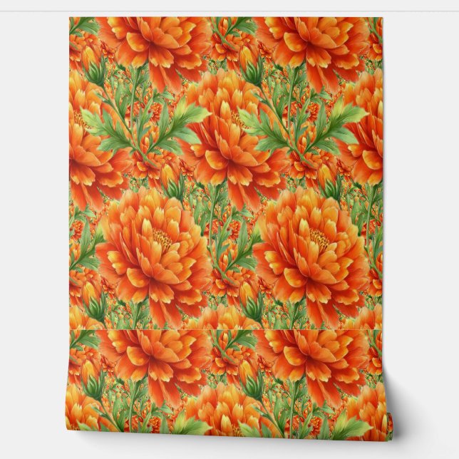 Papel Pintado Flores de naranja maravillosas  (Desenrollar)