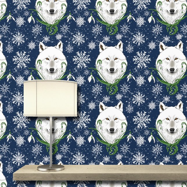 Papel Pintado Flores de nevada de lobo blanco ártico (Subido por el creador)