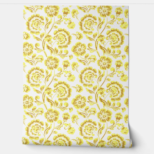 Papel Pintado Flores de Oro (Desenrollar)