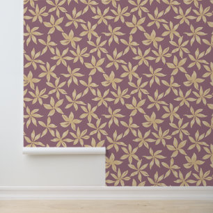 Papel Pintado Flores de oro sobre fondo malva