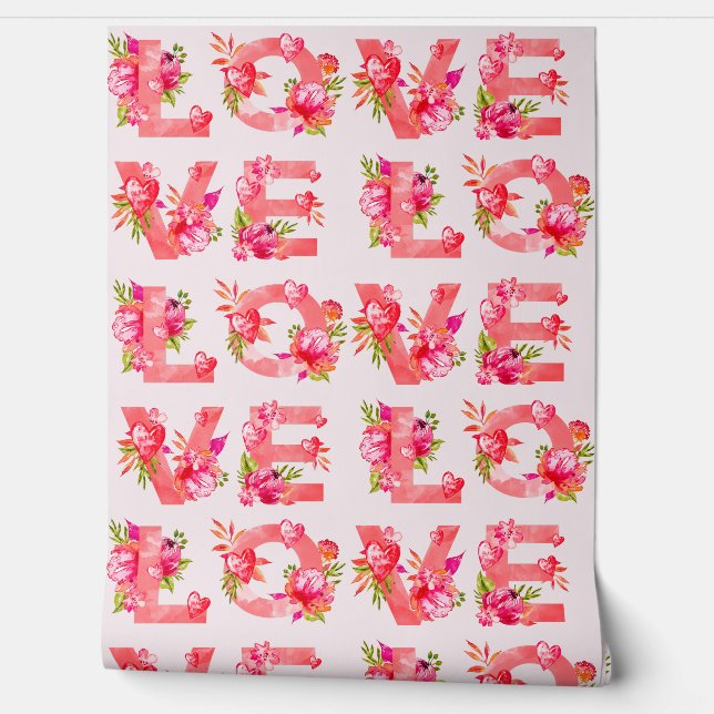 Papel Pintado Flores de Rosa de amor (Desenrollar)