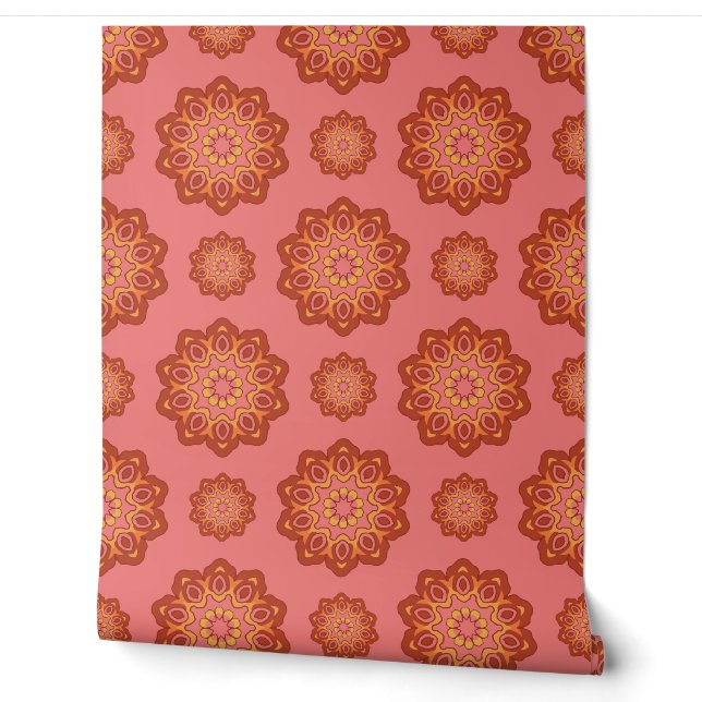 Papel Pintado Flores de sangre en carne rosa (Desenrollar)