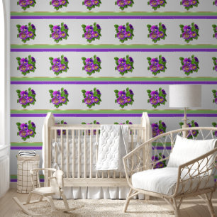Papel Pintado Flores de Violeta Pensativa Patrón Floral Acuarela