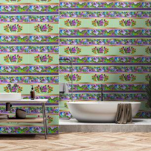 Papel Pintado Flores de Violeta Pensativa Patrón Floral Acuarela