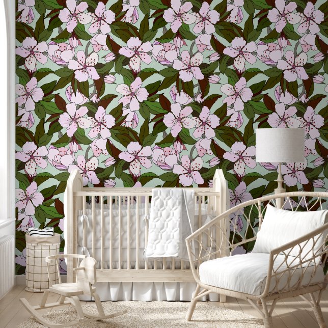 Papel Pintado Flores dibujadas a mano Moderna y elegante moda (Niños)