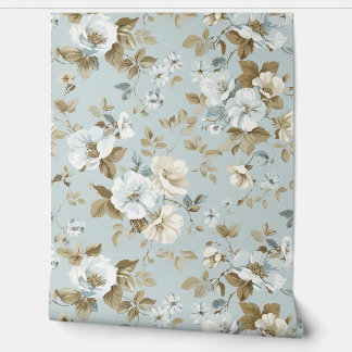 Papel Pintado Flores elegantes de blanco y marfil