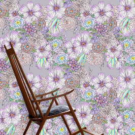 Papel Pintado Flores elegantes de jardín de lavabo morado