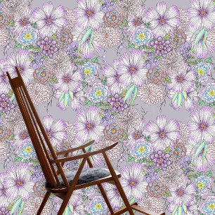 Papel Pintado Flores elegantes de jardín de lavabo morado