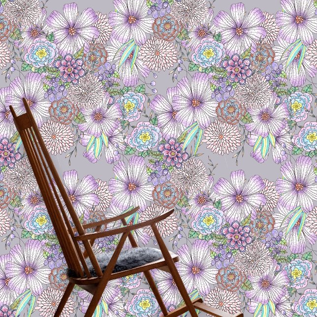 Papel Pintado Flores elegantes de jardín de lavabo morado (Subido por el creador)