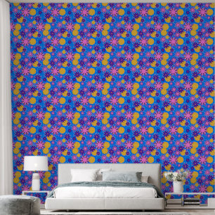 Papel Pintado Flores fantasiosas sobre el azul