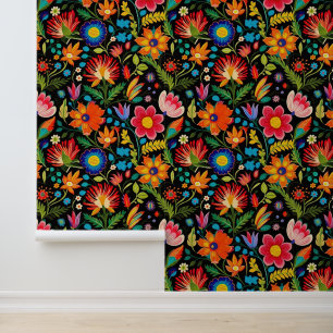 Papel Pintado Flores finas mexicanas estampadas