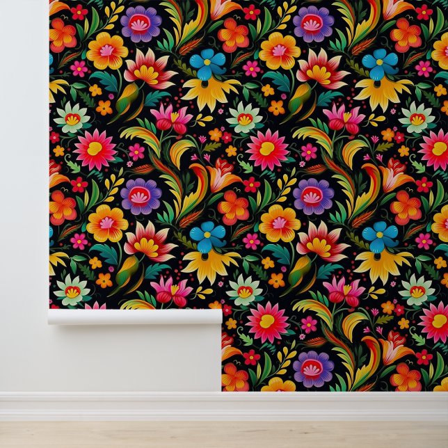 Papel Pintado Flores finas mexicanas estampadas (Solicitud)