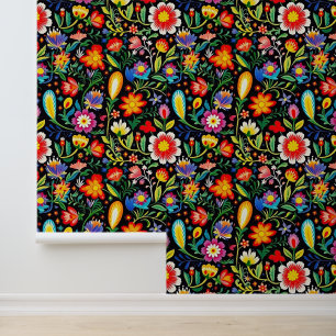 Papel Pintado Flores finas mexicanas estampadas