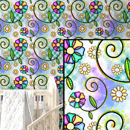 Papel Pintado Flores florales abstractas púrpura rosadas