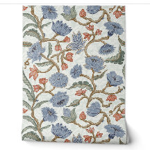 Flores florales azules Chinoiserie Chintz (L)
