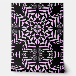 Papel Pintado Flores Geométricas Negra Y Rosa