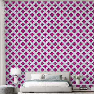 Papel Pintado Flores geométricas rosadas sobre un fondo claro
