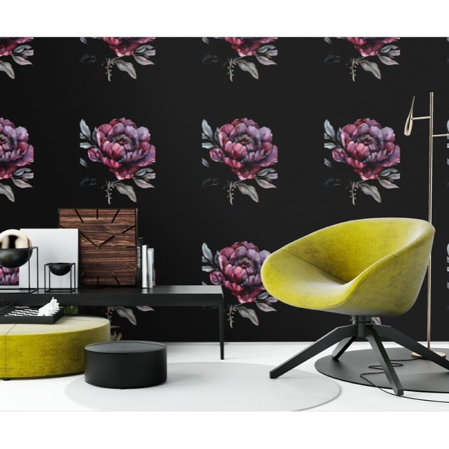 Papel Pintado Flores góticas negras y rosas (Subido por el creador)