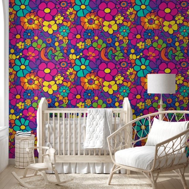 Papel Pintado Flores hippies mod 5 (Niños)
