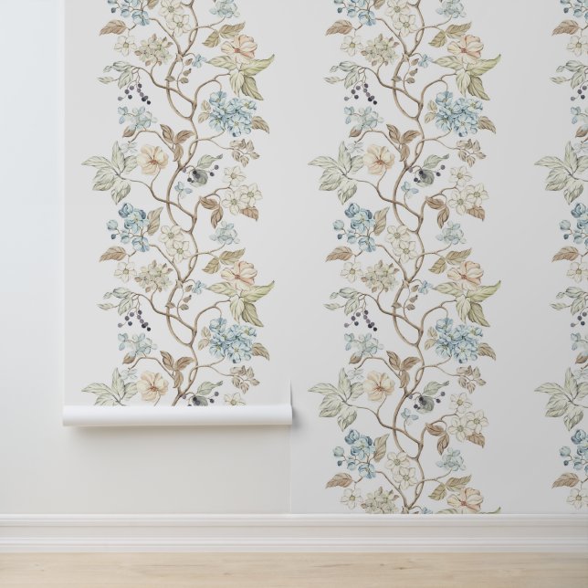 Papel Pintado Flores, hojas y bayas de época en ramas (Solicitud)