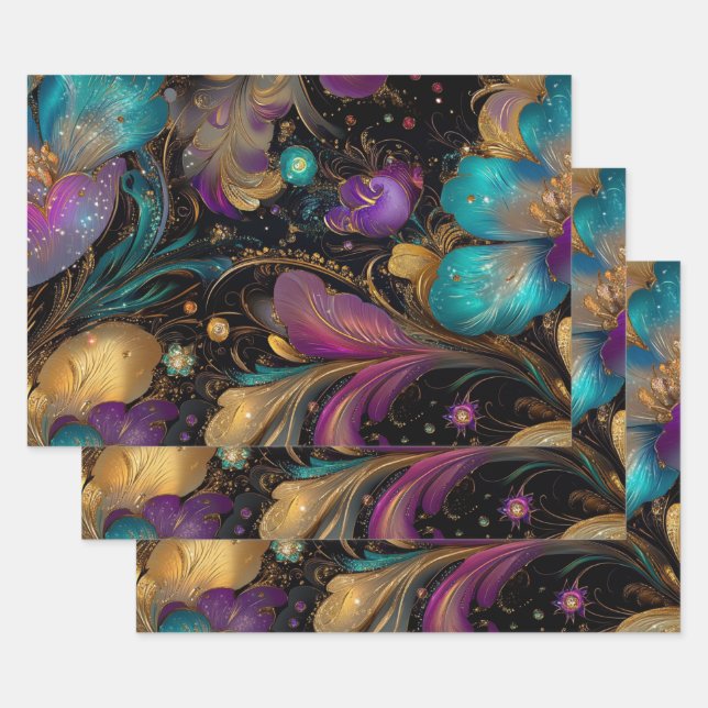 Papel Pintado Flores Intrincadas Purpura  (Set)