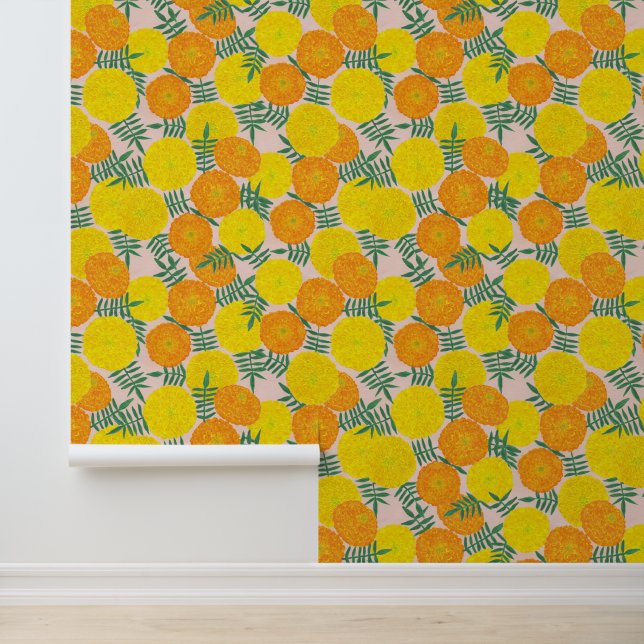 Papel Pintado Flores Marigold pintadas (Solicitud)