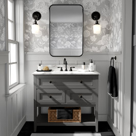 Papel Pintado Flores otoñales y calabazas de vidrio de color gri