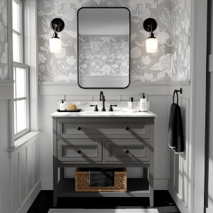 Papel Pintado Flores otoñales y calabazas de vidrio de color gri