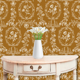 Papel Pintado Flores Rococó Antiguas Patrón Floral Clásico