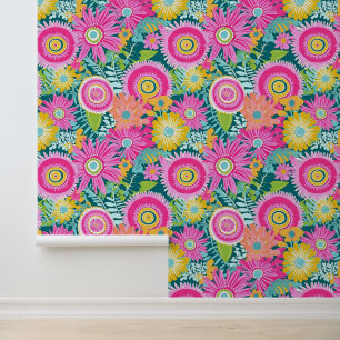 Papel Pintado Flores rosa estilo boho