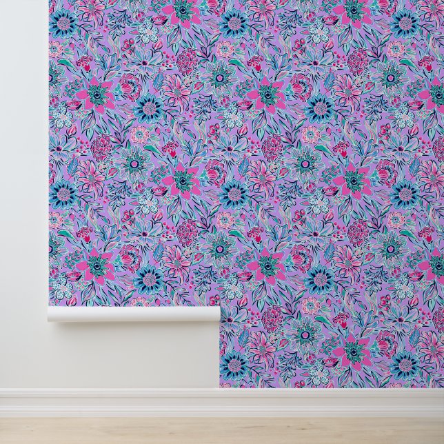 Papel Pintado Flores rosa y de lavanda de la playa de Palm Beach (Solicitud)