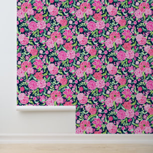 Papel Pintado Flores rosadas de Palm Beach Preppy
