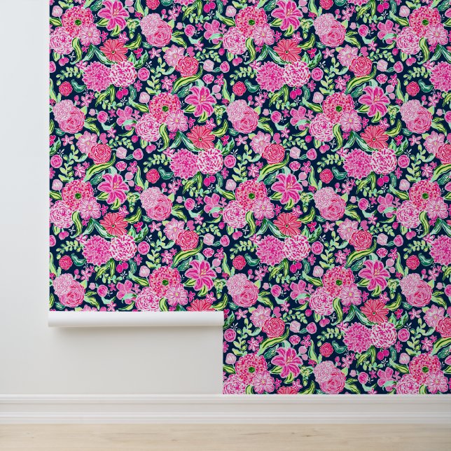 Papel Pintado Flores rosadas de Palm Beach Preppy (Solicitud)
