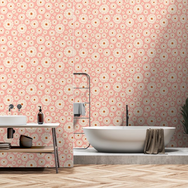 Papel Pintado Flores rosadas en polvo pequeño (Baño)