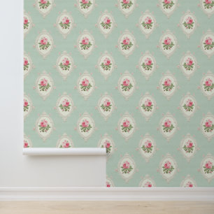 Papel Pintado Flores rosadas/ verdes