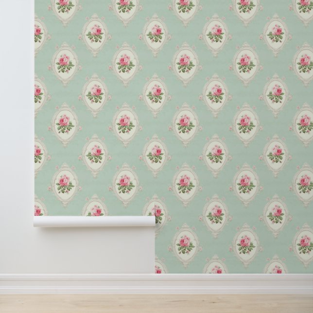 Papel Pintado Flores rosadas/ verdes (Solicitud)